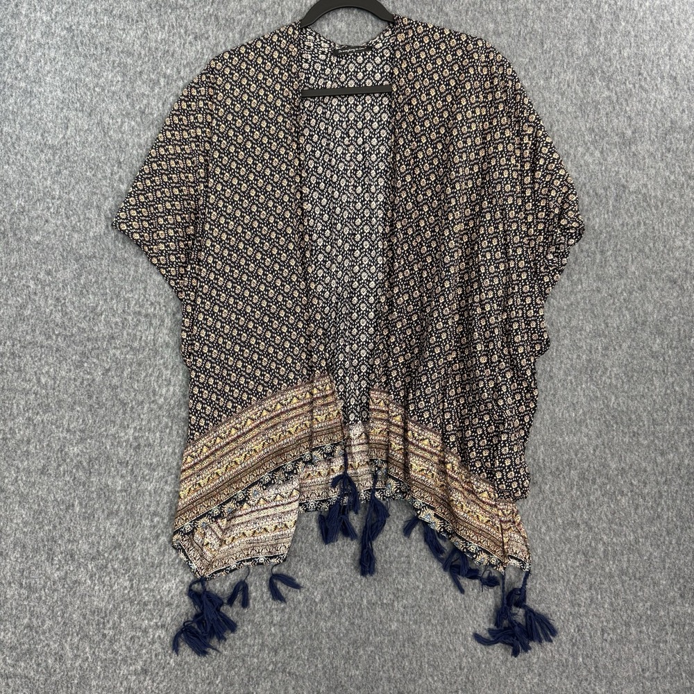 Do Everything In Love Boho Kimono Tassel Fringe Floral OS Anthropologie Festival